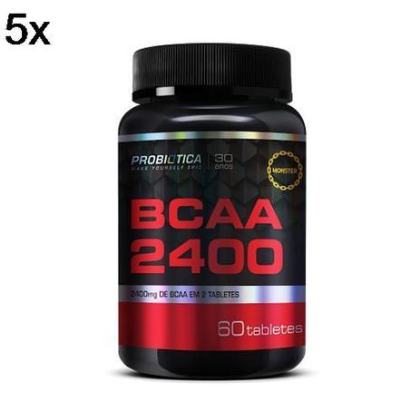 Kit 5X BCAA 2400 - 60 Tabletes - Probiótica Menor preço em Kit 5X BCAA 2400 - 60 Tabletes - Probiótica