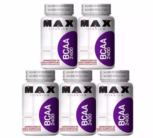 Kit 5x Bcaa 2400 Aminoácido - 100 Caps - Max Titanium Menor preço em Kit 5x Bcaa 2400 Aminoácido - 100 Caps - Max Titanium