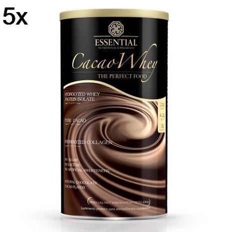 Kit 5X Cacao Whey - 450g - Essential Nutrition Menor preço em Kit 5X Cacao Whey - 450g - Essential Nutrition