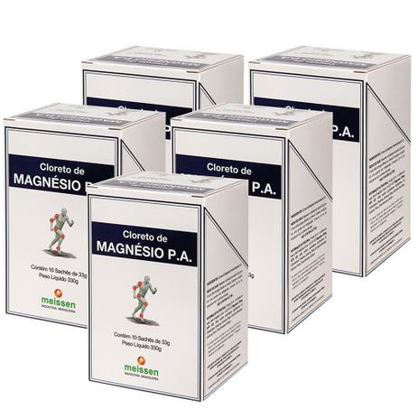 Kit 5x Cloreto de Magnésio PA Puro Display com 10 Sachês de 33g - Meissen Menor preço em Kit 5x Cloreto de Magnésio PA Puro Display com 10 Sachês de 33g - Meissen