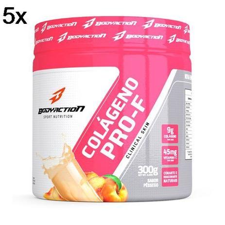 Kit 5X Colágeno Hidrolisado Clinical Skin - 300g Pêssego - BodyAction Menor preço em Kit 5X Colágeno Hidrolisado Clinical Skin - 300g Pêssego - BodyAction