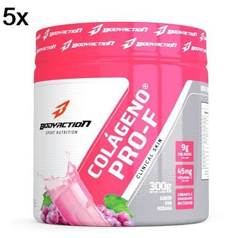 Kit 5X Colágeno Hidrolisado Clinical Skin - 300g Uva Rosada - BodyAction Menor preço em Kit 5X Colágeno Hidrolisado Clinical Skin - 300g Uva Rosada - BodyAction
