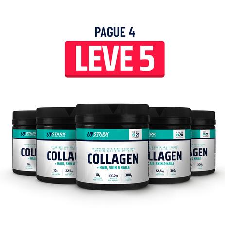 Kit 5x Collagen + Hair, Skin Nails (300 g) - Colágeno com vitaminas em pó - Stark Supplements Menor preço em Kit 5x Collagen + Hair, Skin Nails (300 g) - Colágeno com vitaminas em pó - Stark Supplements