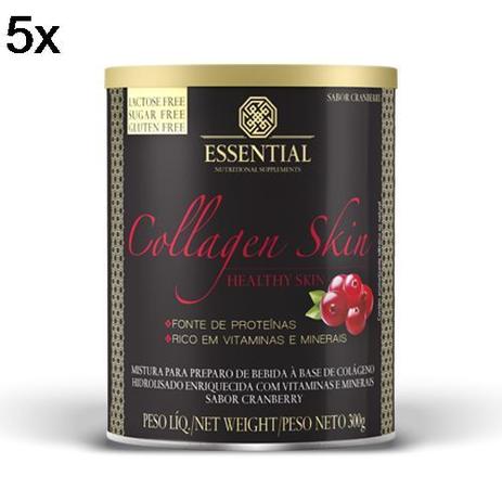 Kit 5X Collagen Skin - 300g Cranberry - Essential Nutrition Menor preço em Kit 5X Collagen Skin - 300g Cranberry - Essential Nutrition