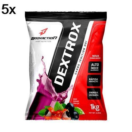 Kit 5X Dextrox (Dextrose) - 1 Kg Guaraná com Acaí - BodyAction Menor preço em Kit 5X Dextrox (Dextrose) - 1 Kg Guaraná com Acaí - BodyAction