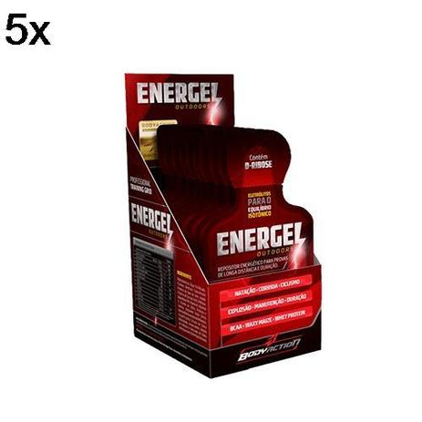 Kit 5X Energel Outdoors - 10 Unidades Morango Silvestre - BodyAction Menor preço em Kit 5X Energel Outdoors - 10 Unidades Morango Silvestre - BodyAction