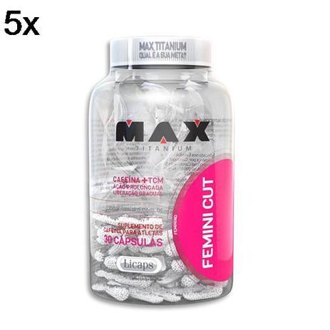 Kit 5X Femini Cut - 30 Cápsulas - Max Titanium Menor preço em Kit 5X Femini Cut - 30 Cápsulas - Max Titanium
