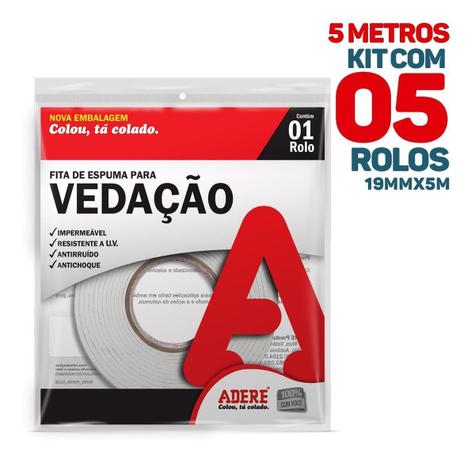 Kit 5x Fita De Espuma Veda Som, Ar, Porta, Janela, Vedação - Adere Menor preço em Kit 5x Fita De Espuma Veda Som, Ar, Porta, Janela, Vedação - Adere