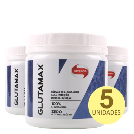 Kit 5x Glutamax 100% L-Glutamina de 400g - Vitafor Menor preço em Kit 5x Glutamax 100% L-Glutamina de 400g - Vitafor