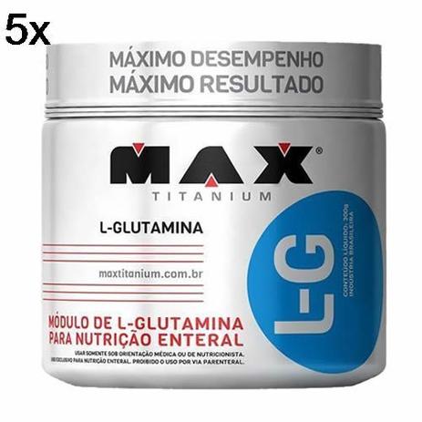 Kit 5X Glutamina L-G - 300g - Max Titanium Menor preço em Kit 5X Glutamina L-G - 300g - Max Titanium