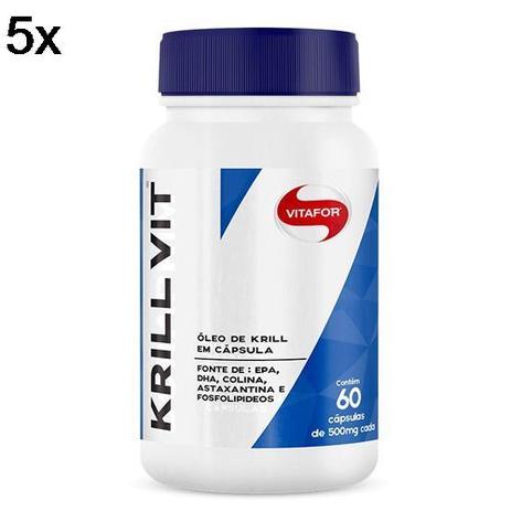 Kit 5X Krill Vit Óleo de Krill - 60 Cápsulas 500mg - Vitafor Menor preço em Kit 5X Krill Vit Óleo de Krill - 60 Cápsulas 500mg - Vitafor