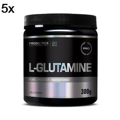 Kit 5X L-Glutamine - 300g - Probiótica Menor preço em Kit 5X L-Glutamine - 300g - Probiótica