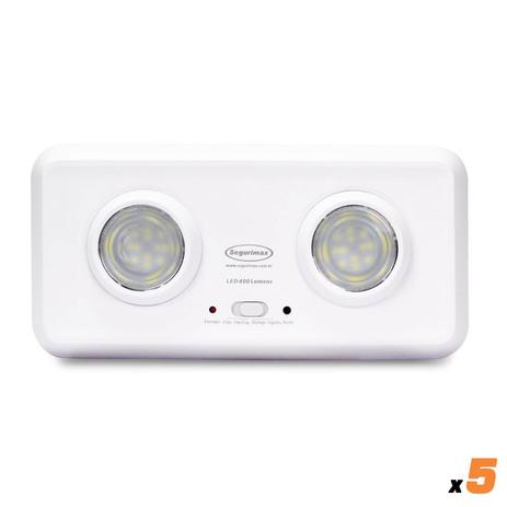 Kit 5x Luminária Luz Emergência LED Segurimax Duo 400 Luméns Farois Embutidos 100m² 3h 27025 Menor preço em Kit 5x Luminária Luz Emergência LED Segurimax Duo 400 Luméns Farois Embutidos 100m² 3h 27025