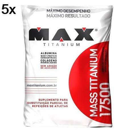 Kit 5X Mass Titanium 17500 - 3000g Refil Chocolate - Max Titanium Menor preço em Kit 5X Mass Titanium 17500 - 3000g Refil Chocolate - Max Titanium