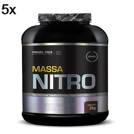 Kit 5X Massa Nitro - 3000g Chocolate - Probiótica Menor preço em Kit 5X Massa Nitro - 3000g Chocolate - Probiótica