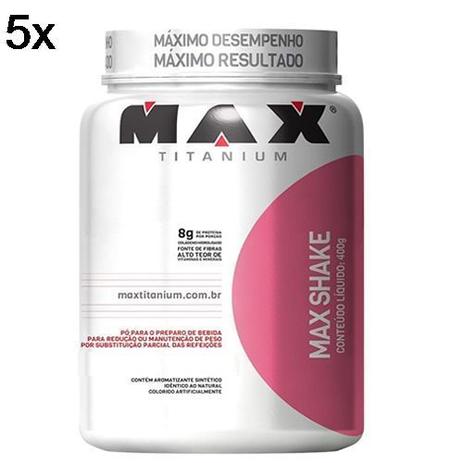 Kit 5X Max Shake - 400g Chocolate - Max Titanium Menor preço em Kit 5X Max Shake - 400g Chocolate - Max Titanium