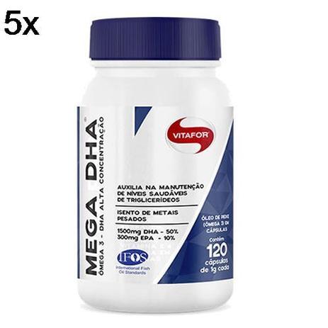 Kit 5X Mega Dha - 120 Cápsulas - Vitafor Menor preço em Kit 5X Mega Dha - 120 Cápsulas - Vitafor