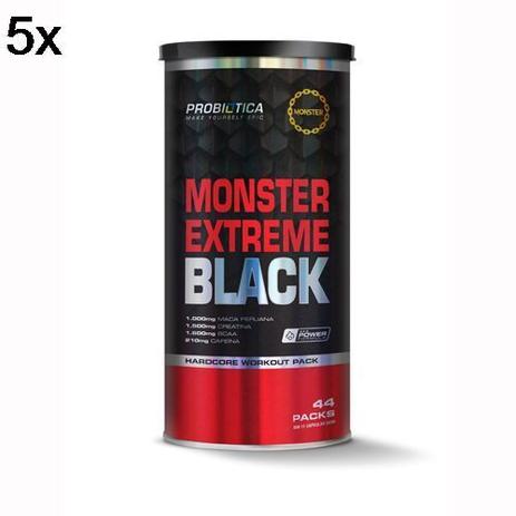 Kit 5X Monster Extreme Black New Power Formula - 44 Packs - Probiótica Menor preço em Kit 5X Monster Extreme Black New Power Formula - 44 Packs - Probiótica