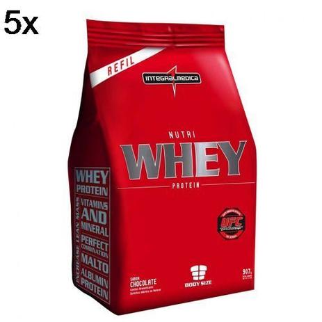 Kit 5X Nutri Whey Protein - 1800g Refil Chocolate - IntegralMédica - Integralmedica Menor preço em Kit 5X Nutri Whey Protein - 1800g Refil Chocolate - IntegralMédica - Integralmedica