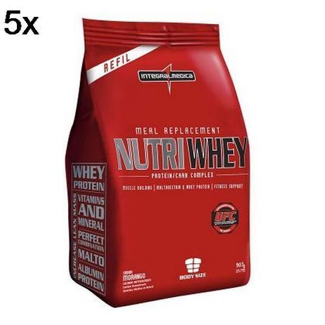Kit 5X Nutri Whey Protein - 907g Refil Morango - IntegralMédica - Integralmedica Menor preço em Kit 5X Nutri Whey Protein - 907g Refil Morango - IntegralMédica - Integralmedica