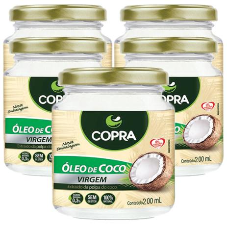 Kit 5x Óleo de Coco Virgem - 200ml - Copra Menor preço em Kit 5x Óleo de Coco Virgem - 200ml - Copra