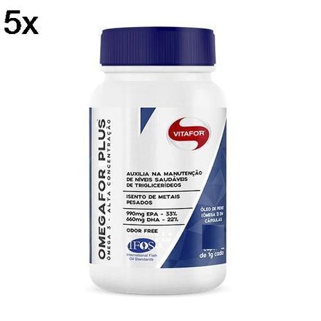 Kit 5X ÔmegaFor Plus - 60 Cápsulas 1g - Vitafor Menor preço em Kit 5X ÔmegaFor Plus - 60 Cápsulas 1g - Vitafor