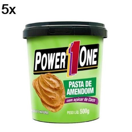 Kit 5X Pasta de Amendoim com Açúcar de Côco - 500g - Power One Menor preço em Kit 5X Pasta de Amendoim com Açúcar de Côco - 500g - Power One