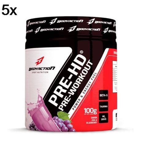 Kit 5X Pre-HD - 100g Uva com Blueberry - BodyAction Menor preço em Kit 5X Pre-HD - 100g Uva com Blueberry - BodyAction