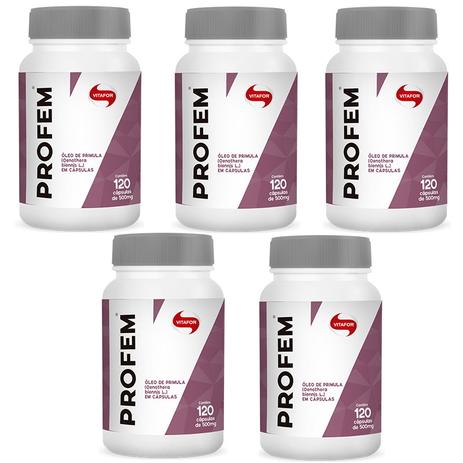 Kit 5X Profem Óleo De Prímula 120 Cápsulas 500mg- Vitafor Menor preço em Kit 5X Profem Óleo De Prímula 120 Cápsulas 500mg- Vitafor