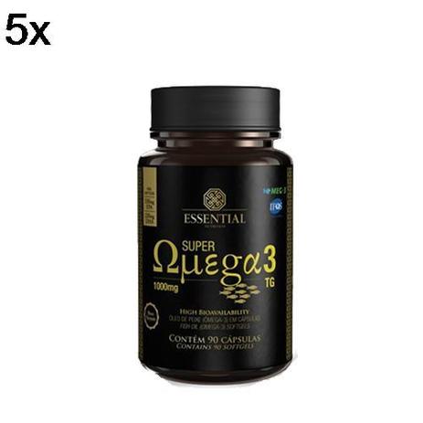 Kit 5X Super Ômega 3 TG - 90 Cápsulas 1g - Essential Nutrition Menor preço em Kit 5X Super Ômega 3 TG - 90 Cápsulas 1g - Essential Nutrition