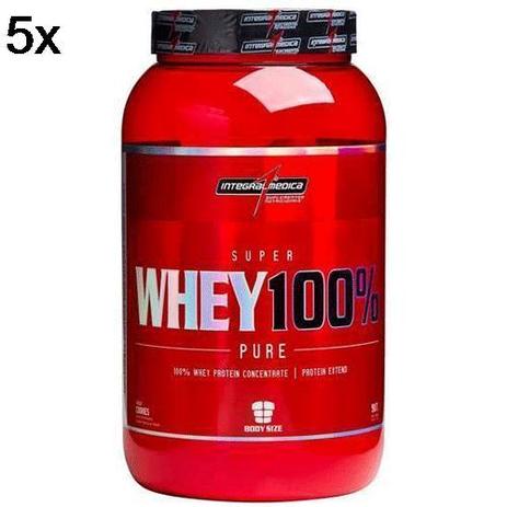 Kit 5X Super Whey 100 Pure - 907g Baunilha - IntegralMédica - Integralmedica Menor preço em Kit 5X Super Whey 100 Pure - 907g Baunilha - IntegralMédica - Integralmedica