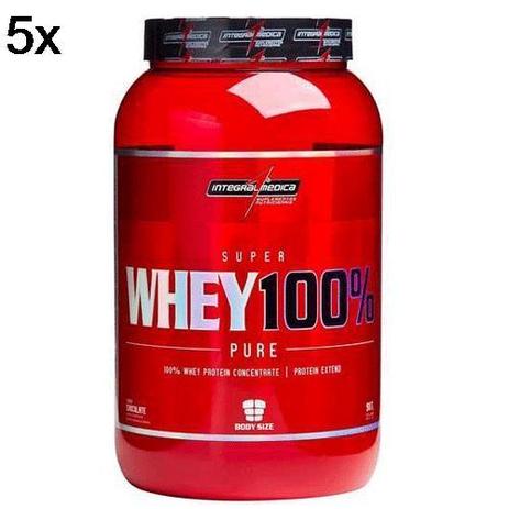 Kit 5X Super Whey 100 Pure - 907g Chocolate - IntegralMédica - Integralmedica Menor preço em Kit 5X Super Whey 100 Pure - 907g Chocolate - IntegralMédica - Integralmedica