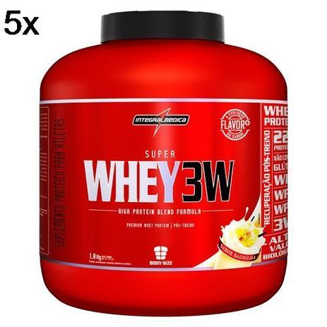 Kit 5X Super Whey 3W - 1800g Baunilha - IntegralMédica - Integralmedica Menor preço em Kit 5X Super Whey 3W - 1800g Baunilha - IntegralMédica - Integralmedica