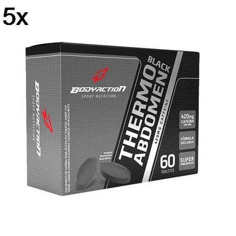 Kit 5X Thermo Abdomen Black - 60 Tabletes - BodyAction Menor preço em Kit 5X Thermo Abdomen Black - 60 Tabletes - BodyAction