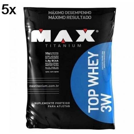 Kit 5X Top Whey 3W - 1800g Refil Chocolate - Max Titanium Menor preço em Kit 5X Top Whey 3W - 1800g Refil Chocolate - Max Titanium