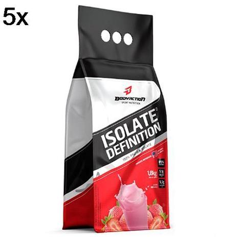 Kit 5X Whey Isolate Definition - 1800g Refil Merengue de Morango - BodyAction Menor preço em Kit 5X Whey Isolate Definition - 1800g Refil Merengue de Morango - BodyAction