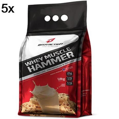 Kit 5X Whey Muscle Hammer - 1800g Cookies e Cream - BodyAction Menor preço em Kit 5X Whey Muscle Hammer - 1800g Cookies e Cream - BodyAction