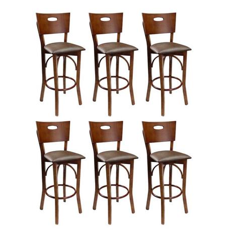 Kit 6 Banquetas Bistrô Alta Ipanema de Madeira com Estofado - Mel - Flex mesas e cadeiras Menor preço em Kit 6 Banquetas Bistrô Alta Ipanema de Madeira com Estofado - Mel - Flex mesas e cadeiras