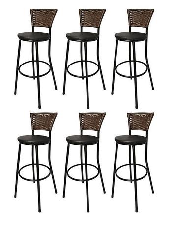 Kit 6 Banquetas BistrÔ Hawaii CafÉ Assento Preto - Za Moveis Menor preço em Kit 6 Banquetas BistrÔ Hawaii CafÉ Assento Preto - Za Moveis