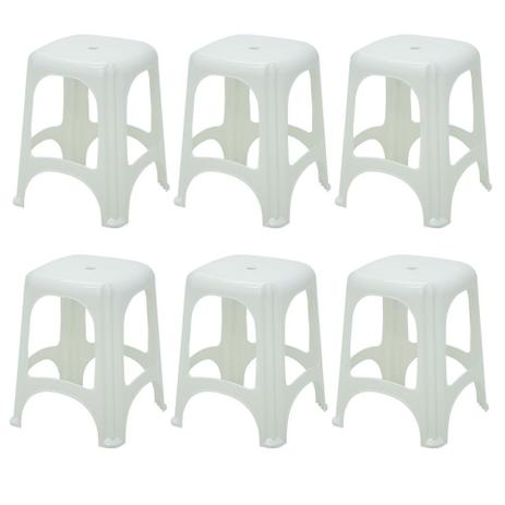 Kit 6 Banquetas Plásticas Niterói Branca - Tramontina Menor preço em Kit 6 Banquetas Plásticas Niterói Branca - Tramontina