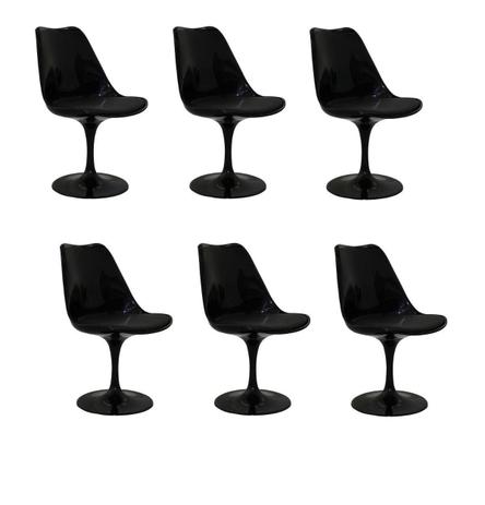 Menor preço em Kit 6 Cadeiras Design Saarinen Pelegrin PEL-1855H Giratória Preta em ABS