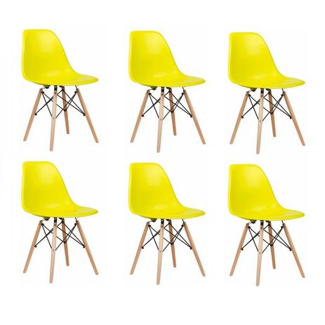Kit 6 Cadeiras DKR Wood Infantil Amarela ByArt Menor preço em Kit 6 Cadeiras DKR Wood Infantil Amarela ByArt