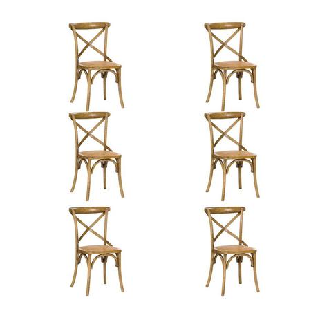 Kit 6 cadeiras em assento rattan madeira - Or design Menor preço em Kit 6 cadeiras em assento rattan madeira - Or design