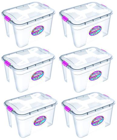 Kit 6 Caixas Organizadoras Transparente 12 Litros - Uninjet Menor preço em Kit 6 Caixas Organizadoras Transparente 12 Litros - Uninjet
