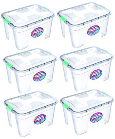 Kit 6 Caixas Organizadoras Transparente 20 Litros - Uninjet Menor preço em Kit 6 Caixas Organizadoras Transparente 20 Litros - Uninjet