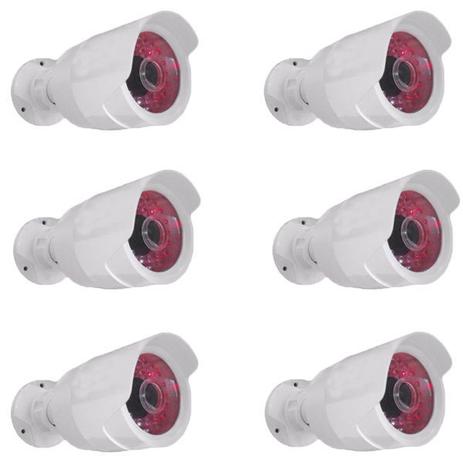 Kit 6 Câmeras de Segurança Falsas Formato Bullet com Leds Infravermelho - Power Menor preço em Kit 6 Câmeras de Segurança Falsas Formato Bullet com Leds Infravermelho - Power