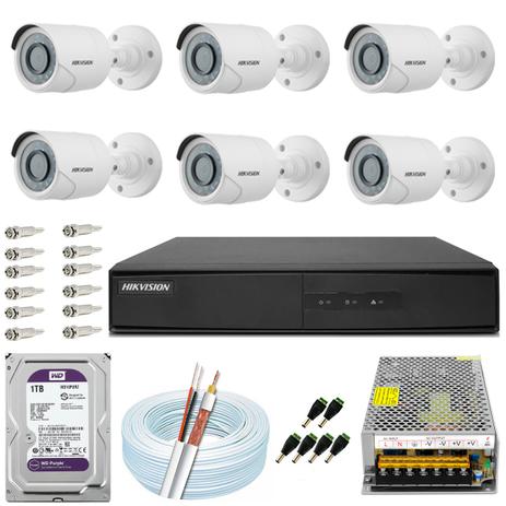 Kit 6 Câmeras Hikvision Hd 720p 1mp 2ce1ac0t 8 Ch Purple 10a Menor preço em Kit 6 Câmeras Hikvision Hd 720p 1mp 2ce1ac0t 8 Ch Purple 10a