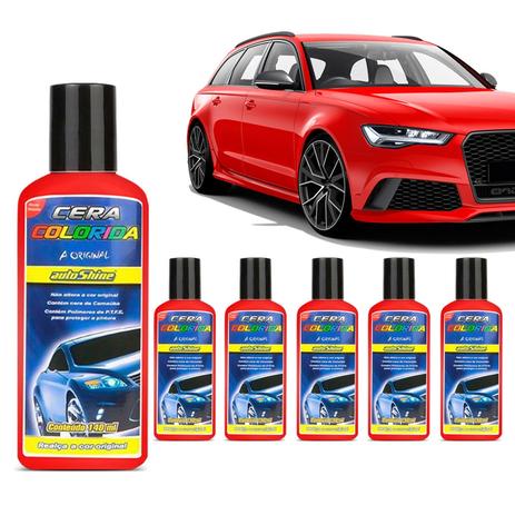 Kit 6 Cera Colorshine Vermelha Clara Autoshine 140ml Menor preço em Kit 6 Cera Colorshine Vermelha Clara Autoshine 140ml