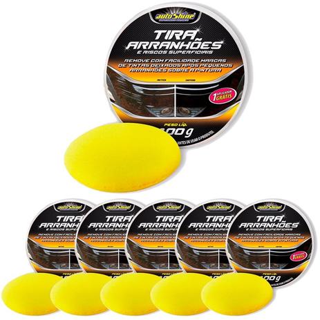 Kit 6 Ceras Tira Arranhões 100g com Esponja AutoShine Menor preço em Kit 6 Ceras Tira Arranhões 100g com Esponja AutoShine