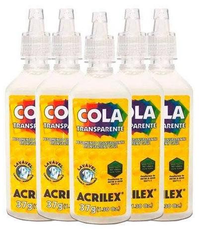 Kit 6 Cola Transparente Lavavel Decoração 37g Acrilex Menor preço em Kit 6 Cola Transparente Lavavel Decoração 37g Acrilex